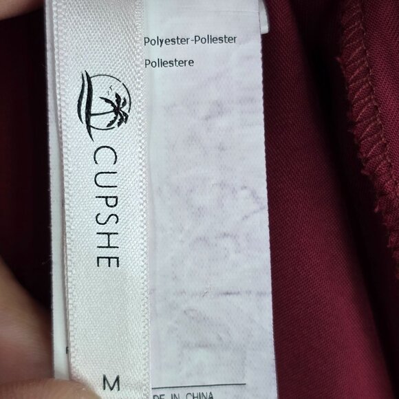 Womens Cupshe Burgundy One-Shoulder Satin Dress Side Zip 100% Polyester Size M - Picture 3 of 9